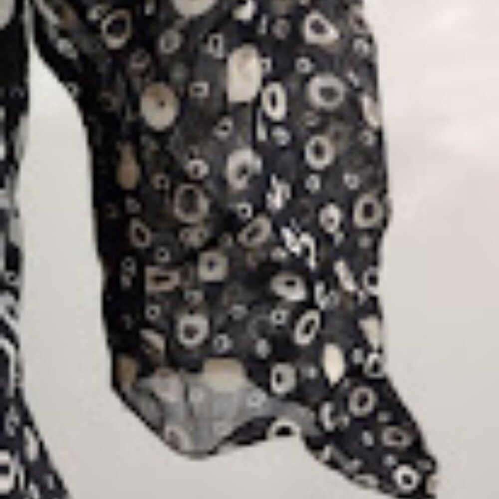 PUTUMAYO NWT BLUE AND IVORY CIRCLES SPOTS GAUZY SHEER LINED ASYMMETRIC HEM L - Picture 5 of 13